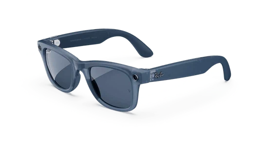 ️ Ray-Ban Meta Wayfarer Matte Jeans Transparent – עם עדשות Dusty Blue | סטייל ייחודי, טכנולוגיה חכמה