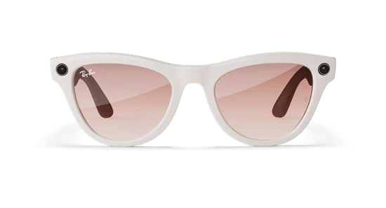 ️ Ray-Ban Meta Skyler Shiny Chalky Gray – עם עדשות Gradient Cinnamon Pink | נועזות מתקדמת. עיצוב עם אמירה. טכנולוגיה חכמה
