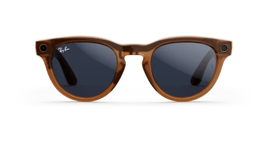 ️ Ray-Ban Meta Headliner Shiny Caramel Transparent – עם עדשות Clear to Sapphire Transitions® | נראות חמה ביום, חכמה תמיד