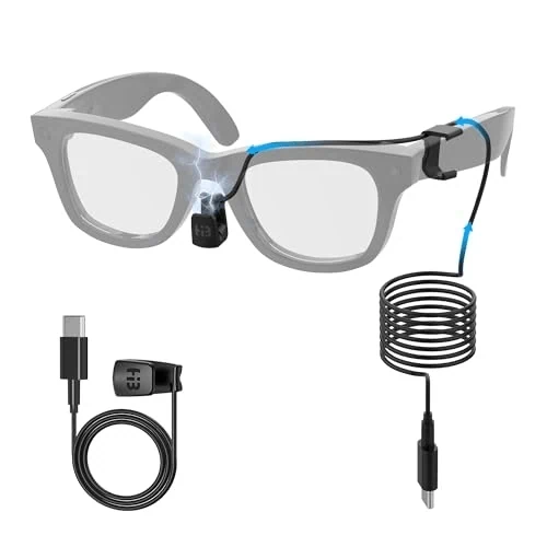 HIBLOKS כבל טעינה מהירה למשקפי Ray-Ban Meta Skyler ו-Wayfarer – אביזר חובה למשקפי AI שלך